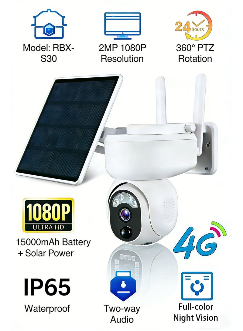 Crony RBX-S30 Low power 4G solar camera for Outdoors 5MP HD with 360° Pan & Tilt, Smart Motion Detection, Voice Alarm System, High-Magnification Zoom, Full Color Night Vision, Two-Way Audio, 7800mAh Long-Life Battery, Weatherproof CCTV for Home, Farm, and Remote Areas - Image 2